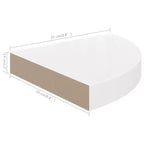 Étagère d'angle flottante blanche très brillante, assemblage par 1 personne