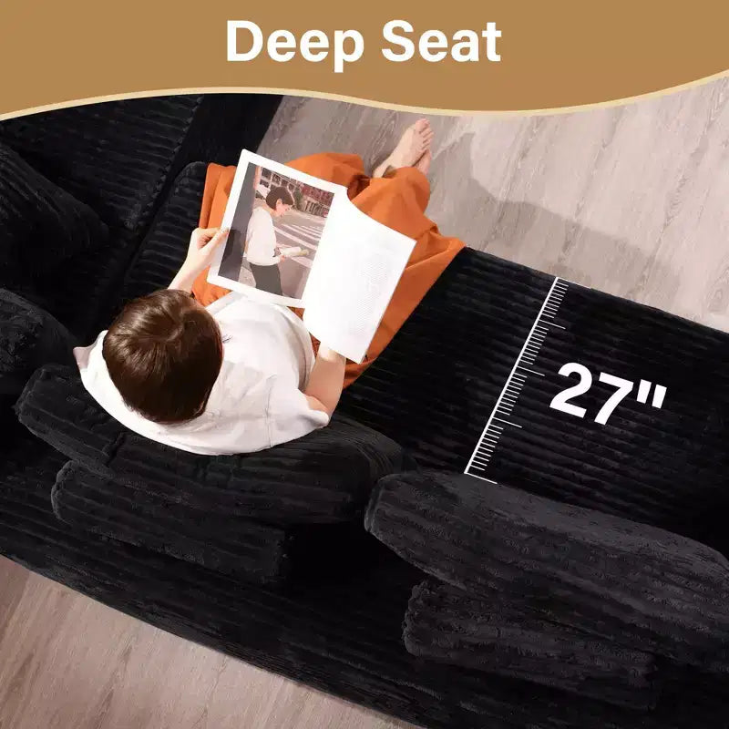 Beige / Noir / Gris | Canapé d'angle modulable en U | Jusqu'à 8 places