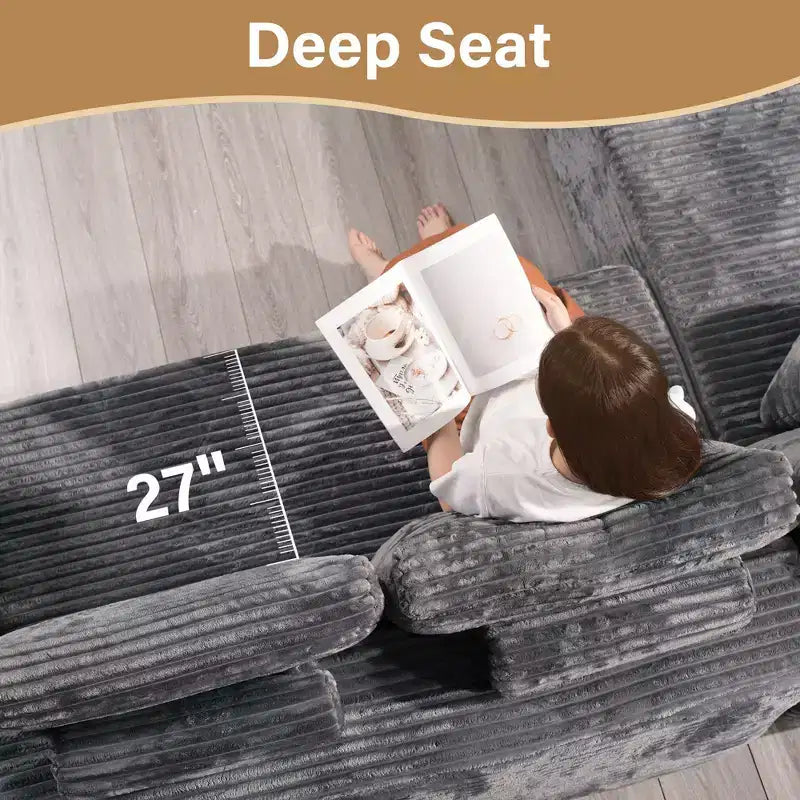 Beige / Noir / Gris | Canapé d'angle modulable en U | Jusqu'à 8 places
