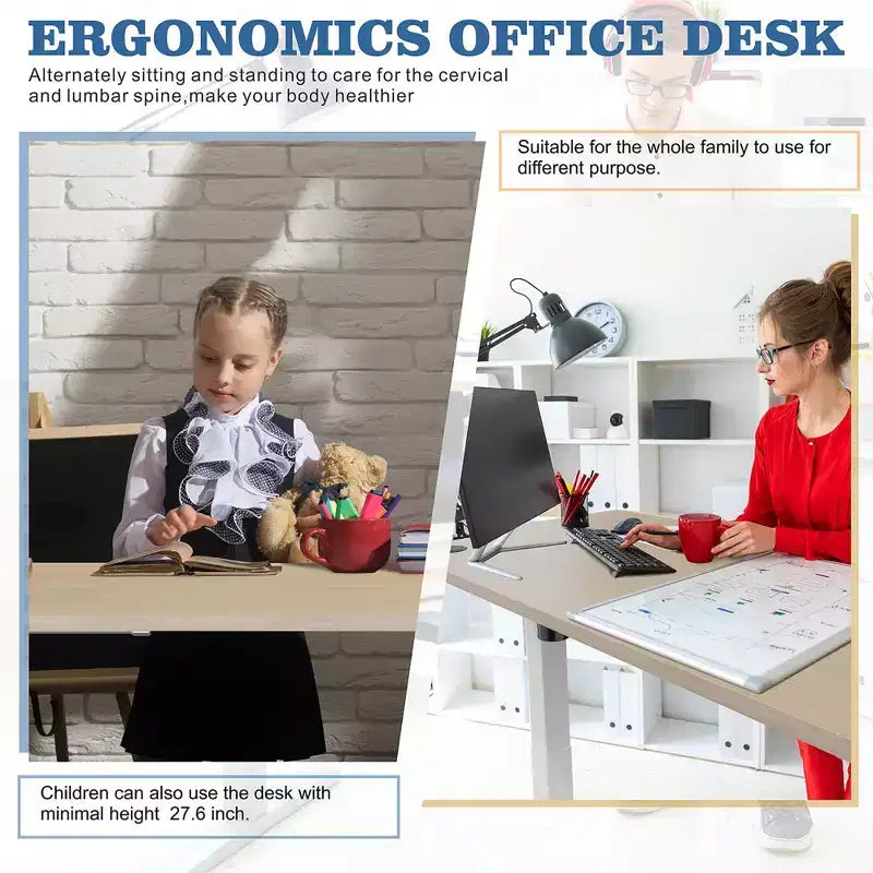 Bureau debout électrique réglable en hauteur, 1 personne, 160 cm, blanc / jaune