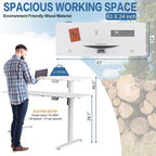 Bureau debout électrique réglable en hauteur, 1 personne, 160 cm, blanc / jaune