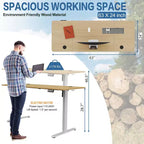 Bureau debout électrique réglable en hauteur, 1 personne, 160 cm, blanc / jaune