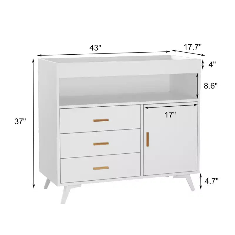 Table à langer et commode blanches 3 tiroirs – 2-en-1, 1 enfant