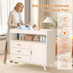 Table à langer et commode blanches 3 tiroirs – 2-en-1, 1 enfant