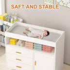 Table à langer et commode blanches 3 tiroirs – 2-en-1, 1 enfant