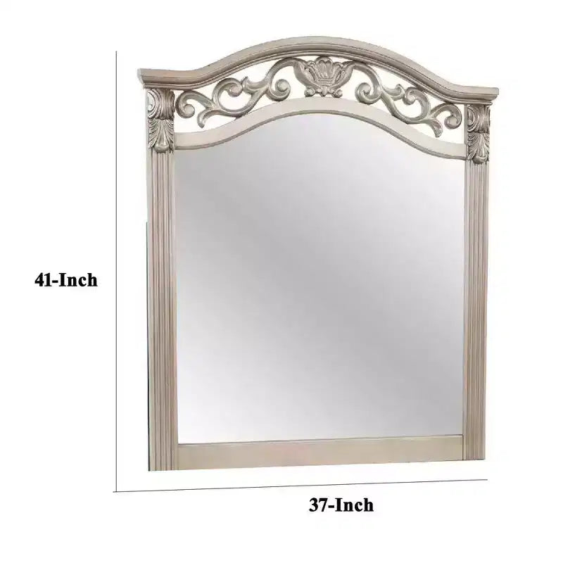 Miroir mural rectangulaire en argent antique, cadre en bois de pin, 1 personne, 37×41 po