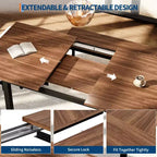 Ensemble table à manger extensible noire/marron, 5 pièces, pour 4 à 8 personnes