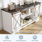 Meuble TV de style ferme marron avec portes coulissantes – Convient aux téléviseurs jusqu'à 65" – Assemblage par 1 personne