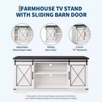 Meuble TV de style ferme marron avec portes coulissantes – Convient aux téléviseurs jusqu'à 65" – Assemblage par 1 personne