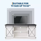 Meuble TV de style ferme marron avec portes coulissantes – Convient aux téléviseurs jusqu'à 65" – Assemblage par 1 personne