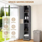 Meuble colonne de salle de bain avec tiroir et étagères réglables, organisateur de rangement sur pied de 170 cm pour salle de bain, cuisine, couloir