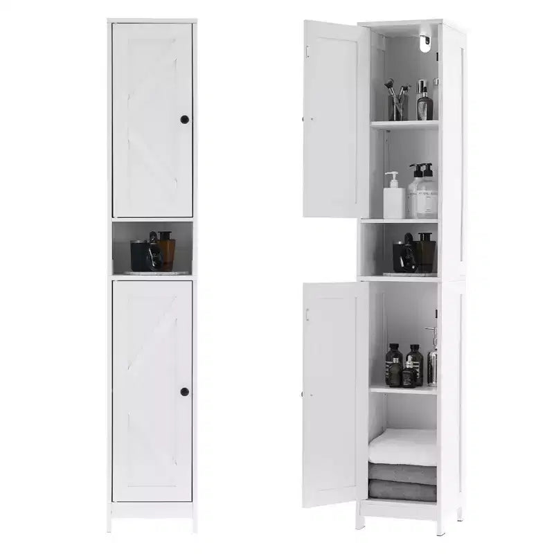 Meuble colonne de salle de bain avec tiroir et étagères réglables, organisateur de rangement sur pied de 170 cm pour salle de bain, cuisine, couloir