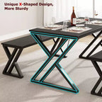 Ensemble table et bancs de salle à manger en bois et métal noirs – 2 places