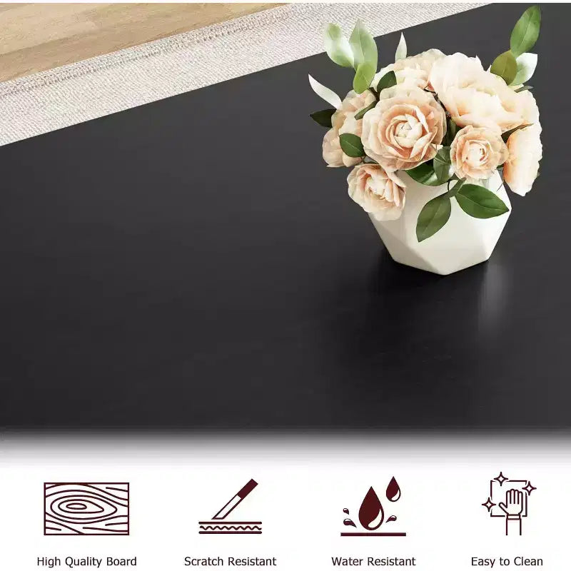 Ensemble table et bancs de salle à manger en bois et métal noirs – 2 places