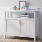 Buffet bahut 2 portes noir/blanc avec étagère ouverte – Montage 1 personne
