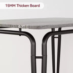 Ensemble de salle à manger carré 4 places Noir / Marron / Gris / Blanc – Piètement en métal, Chaises rembourrées (5 pièces)