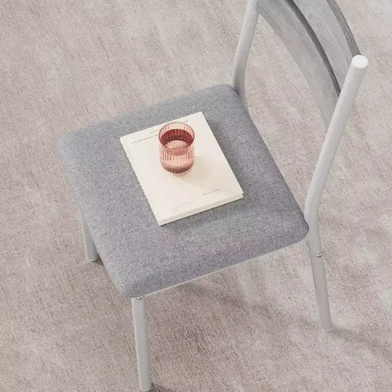 Ensemble de salle à manger carré 4 places Noir / Marron / Gris / Blanc – Piètement en métal, Chaises rembourrées (5 pièces)
