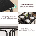 Ensemble de salle à manger carré 4 places Noir / Marron / Gris / Blanc – Piètement en métal, Chaises rembourrées (5 pièces)