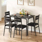 5 Piece Dining Table Set, Kitchen Dining Room Table Set for 4, Square Table, Metal Frame, MDF Board, Upholstered Chairs, Easy Assembly, for Home