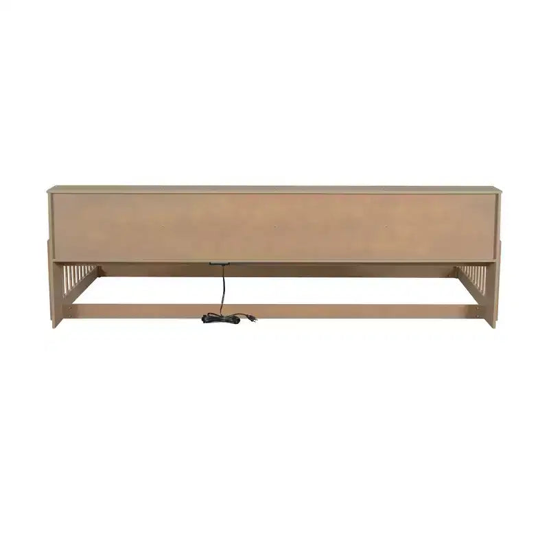 Lit de sol brun Twin XL avec rangement et ports USB – Bois de pin, semi-fermé, pour 1 enfant