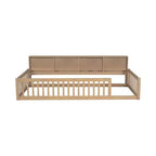 Lit de sol brun Twin XL avec rangement et ports USB – Bois de pin, semi-fermé, pour 1 enfant