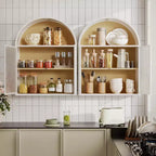 Armoire Murale Cintrée – Noir/Blanc, Métal et Verre Dépoli, Murale