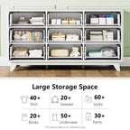 Commode à 9 tiroirs quadrillés, blanche – 1 personne