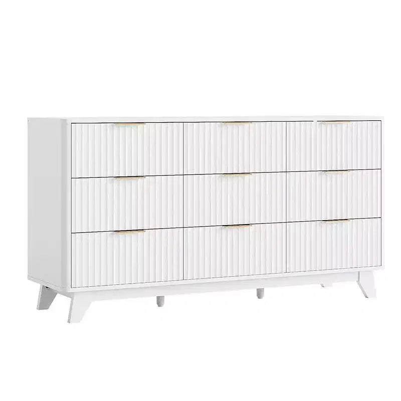 Commode à 9 tiroirs quadrillés, blanche – 1 personne
