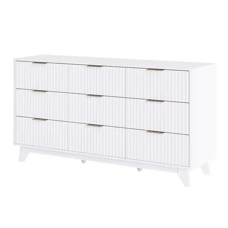 Commode à 9 tiroirs quadrillés, blanche – 1 personne