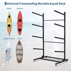 Porte-kayak autoportant noir avec roues – 2 ou 4 niveaux, 1 personne