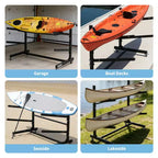 Porte-kayak autoportant noir avec roues – 2 ou 4 niveaux, 1 personne