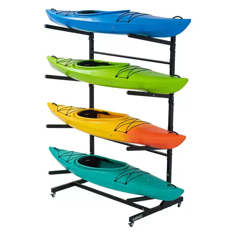 Porte-kayak autoportant noir avec roues – 2 ou 4 niveaux, 1 personne