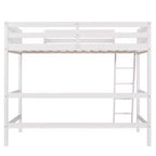 Lit mezzanine double blanc avec échelle et barrières de sécurité, 1 personne