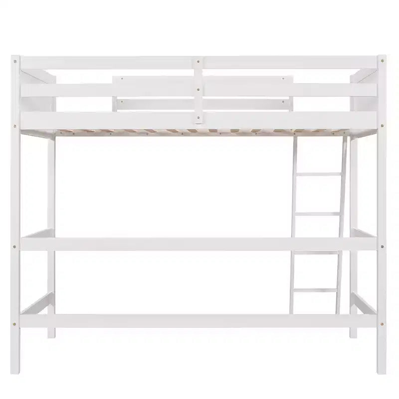Lit mezzanine double blanc avec échelle et barrières de sécurité, 1 personne