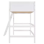 Lit mezzanine double blanc avec échelle et barrières de sécurité, 1 personne