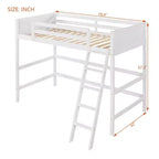 Lit mezzanine double blanc avec échelle et barrières de sécurité, 1 personne