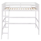Lit mezzanine double blanc avec échelle et barrières de sécurité, 1 personne