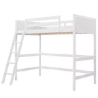 Lit mezzanine double blanc avec échelle et barrières de sécurité, 1 personne