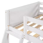 Lit mezzanine double blanc avec échelle et barrières de sécurité, 1 personne