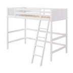 Lit mezzanine double blanc avec échelle et barrières de sécurité, 1 personne