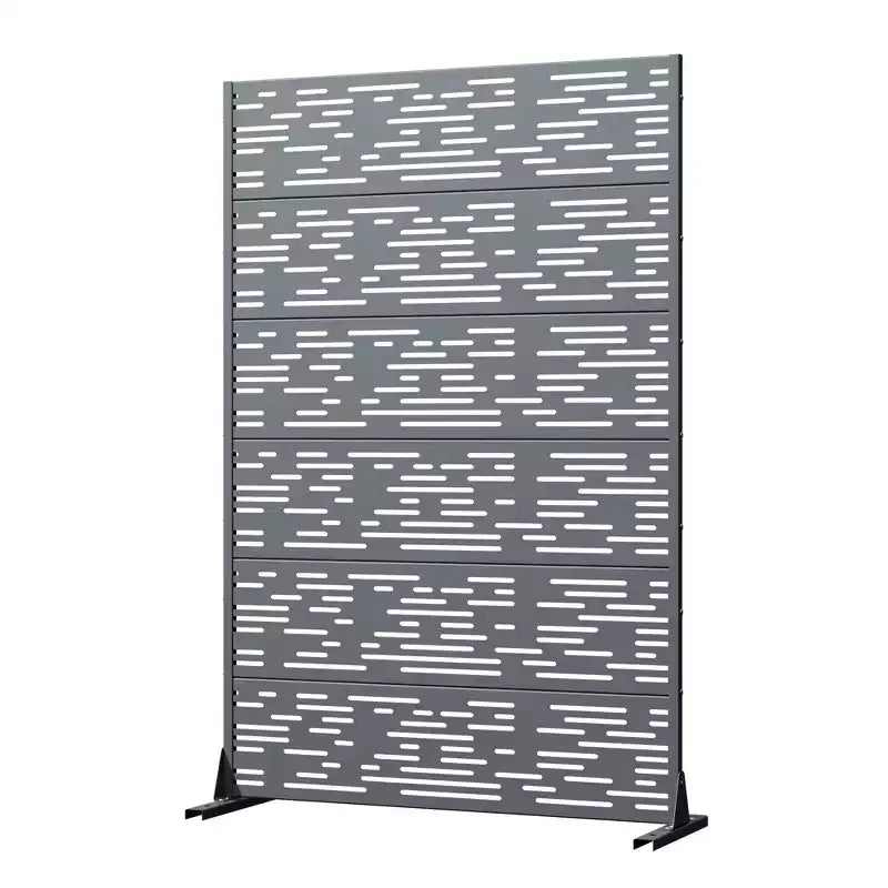 Écran d'intimité extérieur en métal – Brun / Gris foncé / Vert olive, autoportant, 6 panneaux