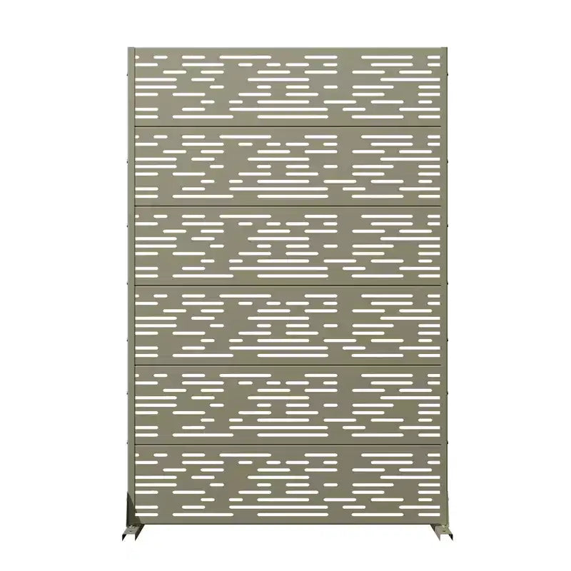 Écran d'intimité extérieur en métal – Brun / Gris foncé / Vert olive, autoportant, 6 panneaux