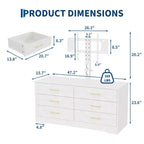 Meuble TV avec support réglable et 6 tiroirs, centre de divertissement pour téléviseurs de 32 à 80 pouces, console multimédia pour chambre à coucher ou salon