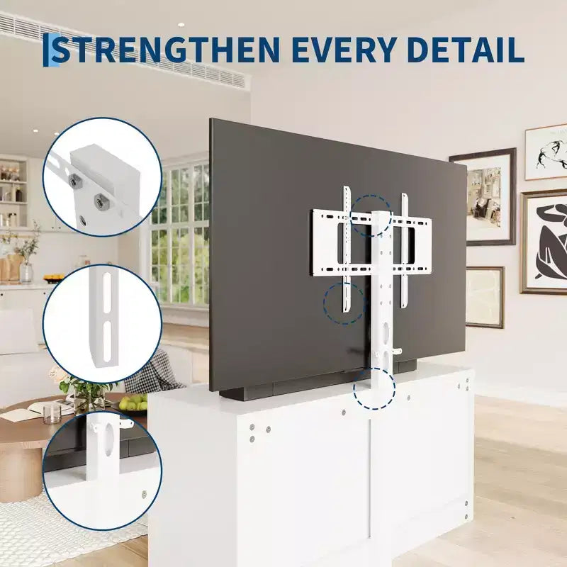 Meuble TV avec support réglable et 6 tiroirs, centre de divertissement pour téléviseurs de 32 à 80 pouces, console multimédia pour chambre à coucher ou salon