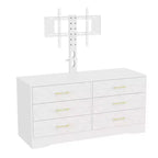 Meuble TV avec support réglable et 6 tiroirs, centre de divertissement pour téléviseurs de 32 à 80 pouces, console multimédia pour chambre à coucher ou salon