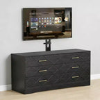 TV Stand with Adjustable Mount & 6 Drawers, Entertainment Center for 32-80 TVs, Media Console for Bedroom Living Room