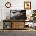 Rustic Brown TV Stand for Living Room  65 Inch Entertainment Center with 2 Cabinets, Open Shelves, Metal Legs  Fits TVs up to 75 Inch