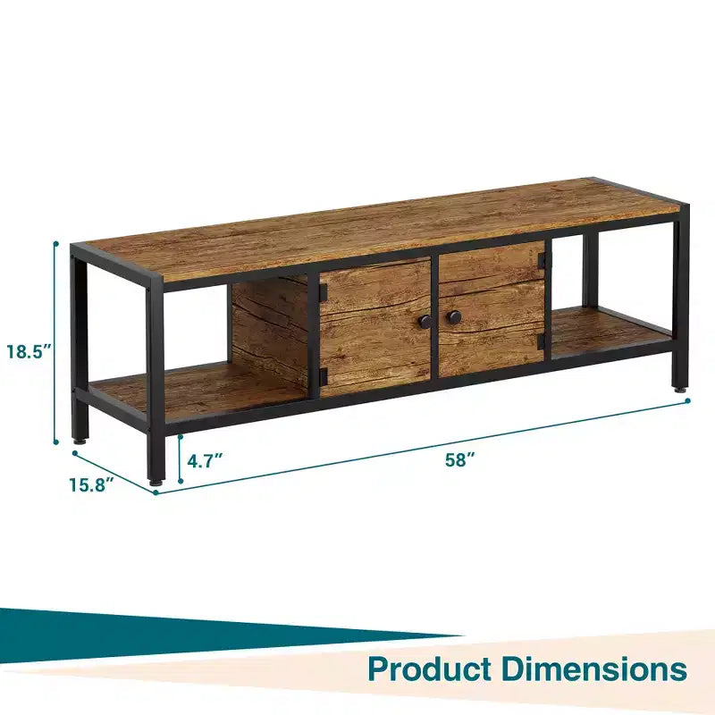 Meuble TV rustique marron, 167 cm (L), convient aux téléviseurs jusqu'à 75", pour 1 à 2 personnes