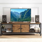 Meuble TV rustique marron, 167 cm (L), convient aux téléviseurs jusqu'à 75", pour 1 à 2 personnes