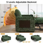Canapé-lit 2 places en chenille/velours côtelé avec dossier inclinable – Beige/Vert/Gris